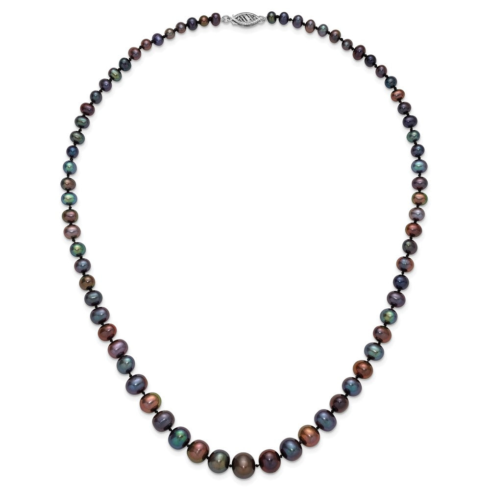 14k WG 4-10mm Graduated Near Rnd Black FWC Pearl 18in Necklace