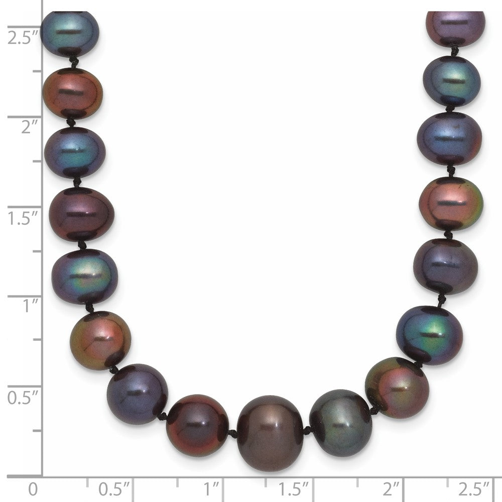 14k WG 4-10mm Graduated Near Rnd Black FWC Pearl 18in Necklace