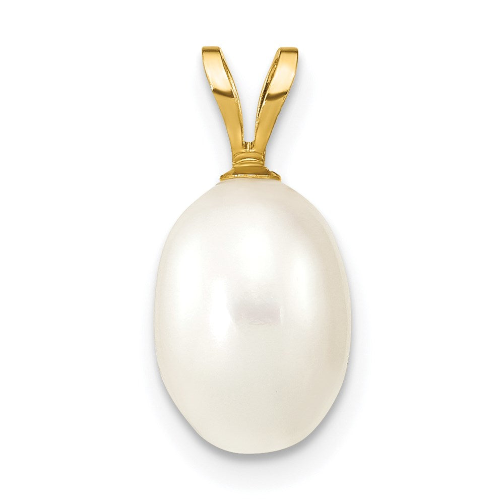 14K 7-8mm White Rice Freshwater Cultured Pearl Pendant