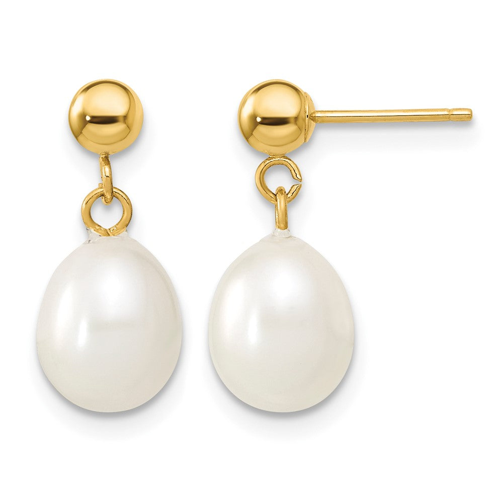 14k 7-8mm Rice FW Cultured Pearl 18 in. Necklace & Post Earring Set