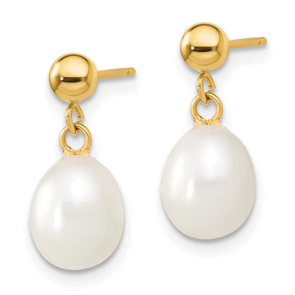 14k 7-8mm Rice FW Cultured Pearl 18 in. Necklace & Post Earring Set