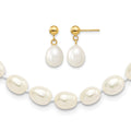 14k 7-8mm Rice FW Cultured Pearl 18 in. Necklace & Post Earring Set