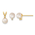 14K 5-6mm Saltwater Akoya Cultured Pearl & Dia. Earring & Pendant Set