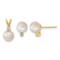 14K 6-7mm Saltwater Akoya Cultured Pearl & Dia. Earrings & Pendant Set