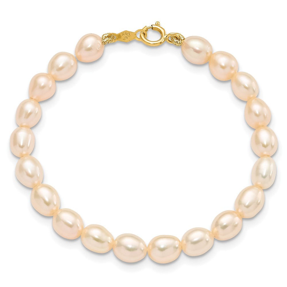 14k Pink FW Cultured Pearl 12"" Necklace, 5"" Bracelet & Earring Set