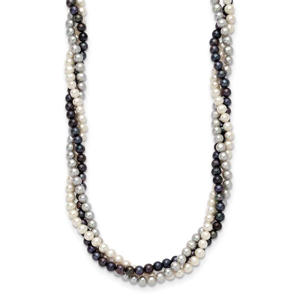 14K 6-7mm Multicolor Freshwater Cultured Pearl 3-strand Necklace