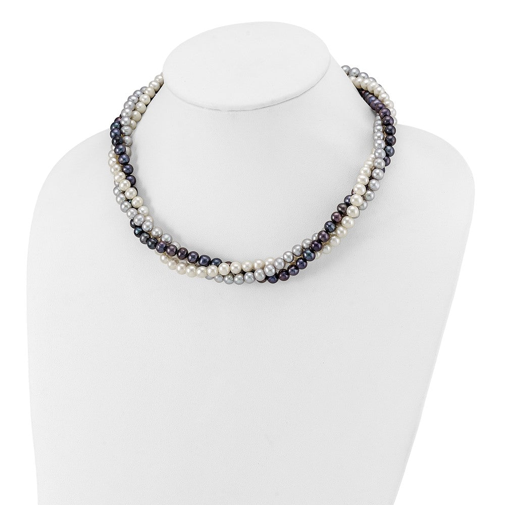 14K 6-7mm Multicolor Freshwater Cultured Pearl 3-strand Necklace