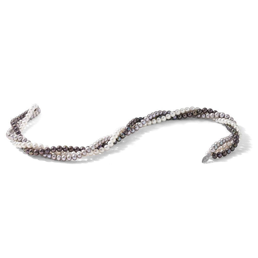 14K 6-7mm Multicolor Freshwater Cultured Pearl 3-strand Necklace