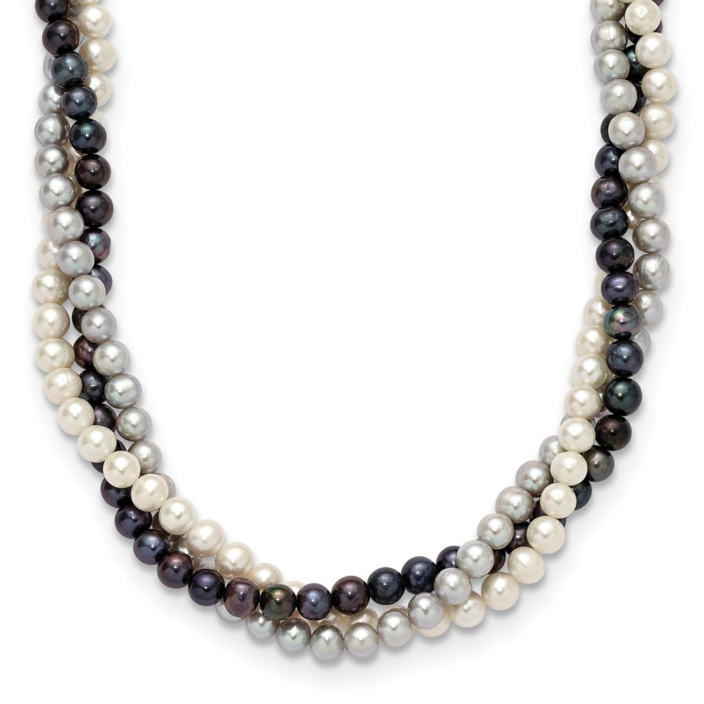 14K 6-7mm Multicolor Freshwater Cultured Pearl 3-strand Necklace