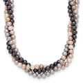 14K White Gold 6-7mm Multicolor Freshwater Cultured Pearl 3-strand Necklace