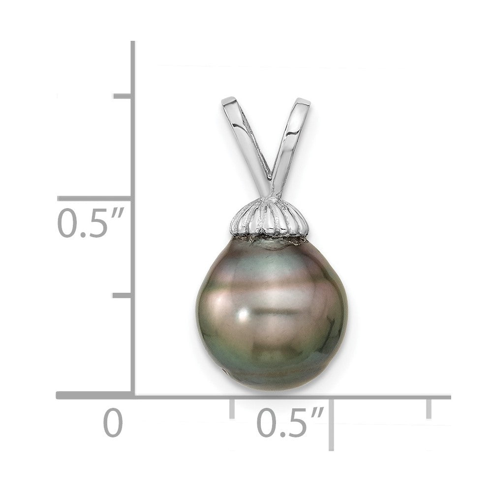 14k White Gold 9-10mm Teardrop Saltwater Cultured Tahitian Pearl Pendant