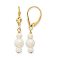 14K 3-3.5mm & 5-5.5mm Semi-Round FWC Pearl Leverback Dangle Earrings