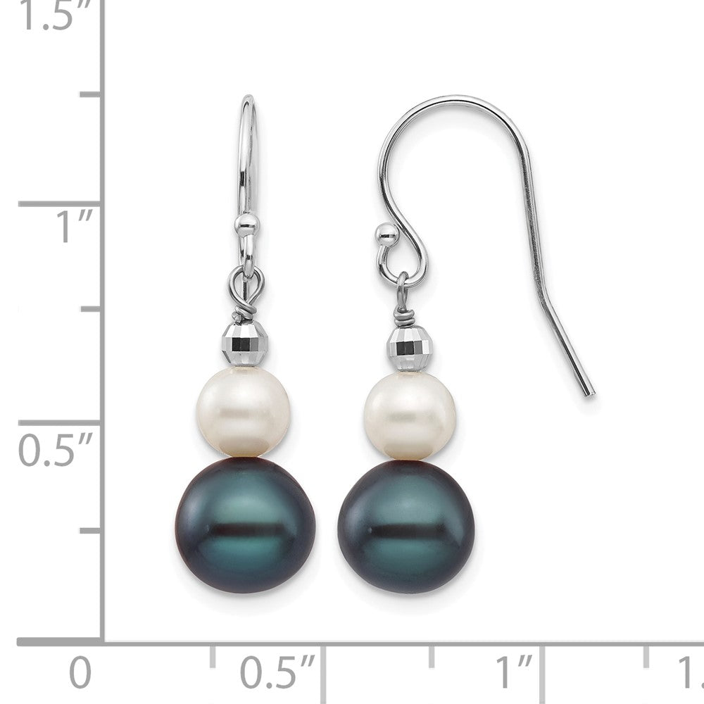 14K White Gold 6-9mm Semi-round FWC Pearl Graduated Dangle Earrings