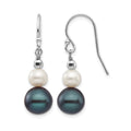 14K White Gold 6-9mm Semi-round FWC Pearl Graduated Dangle Earrings
