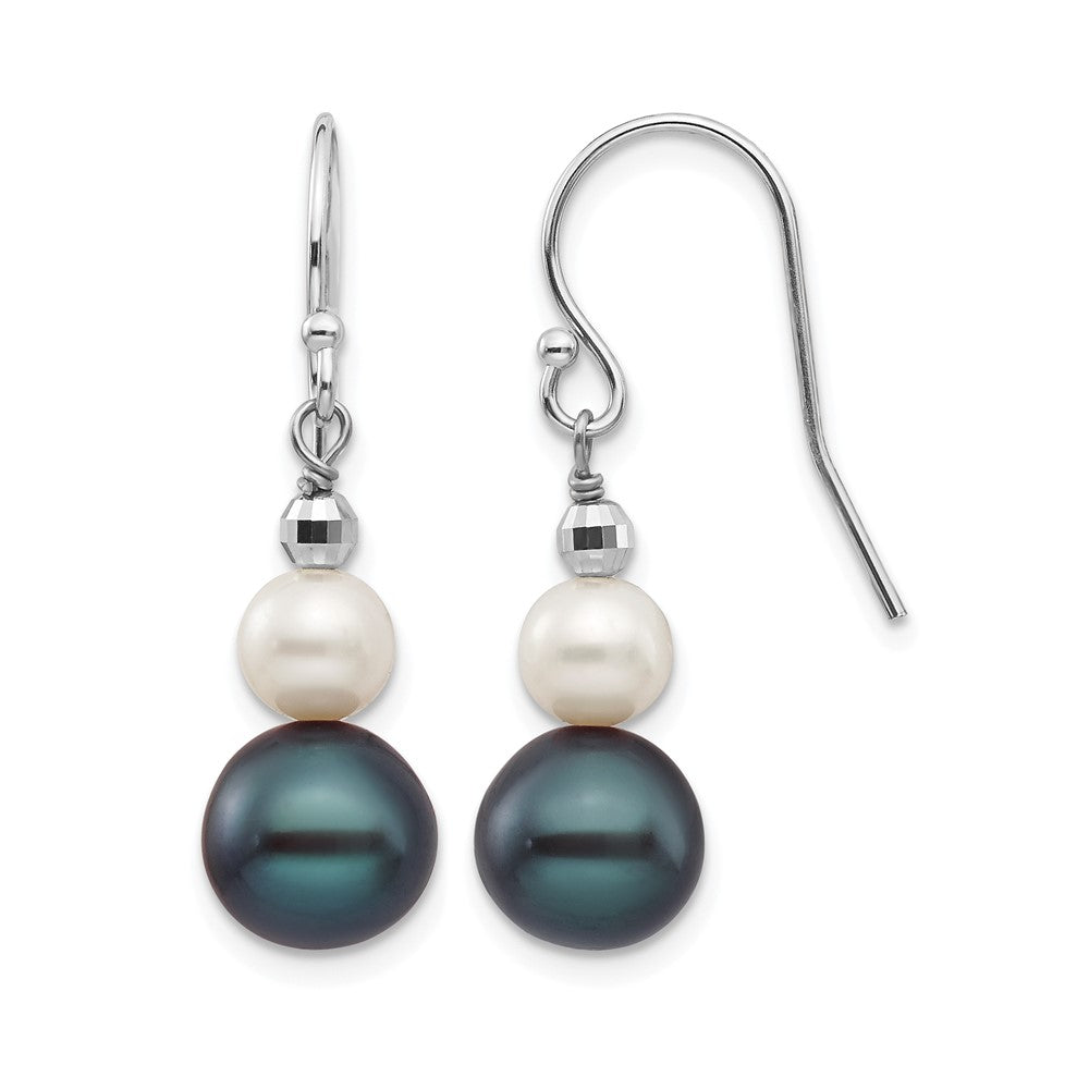 14K White Gold 6-9mm Semi-round FWC Pearl Graduated Dangle Earrings
