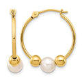 14K 5-6mm White Semi-round Freshwater Cultured Pearl Polished Hoop Earring