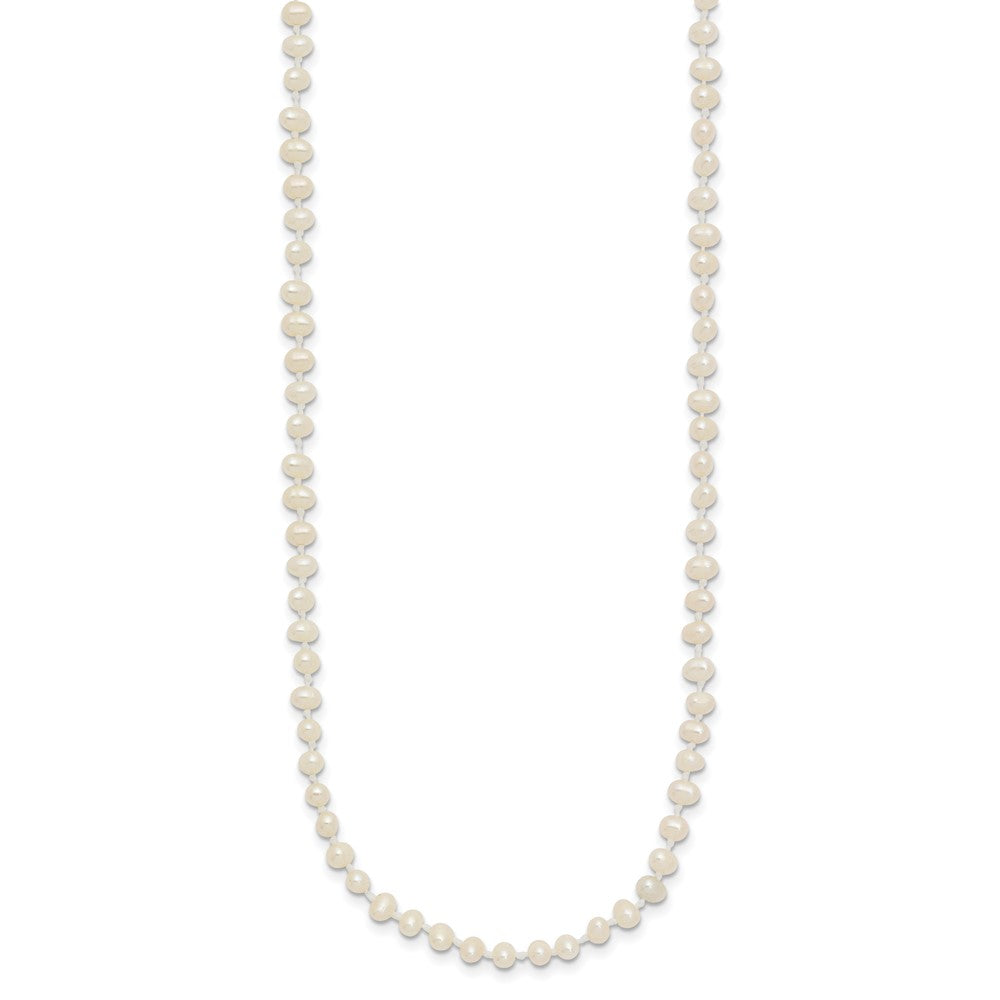 14k 3-4mm White Semi Round Freshwater Cultured Pearl Necklace