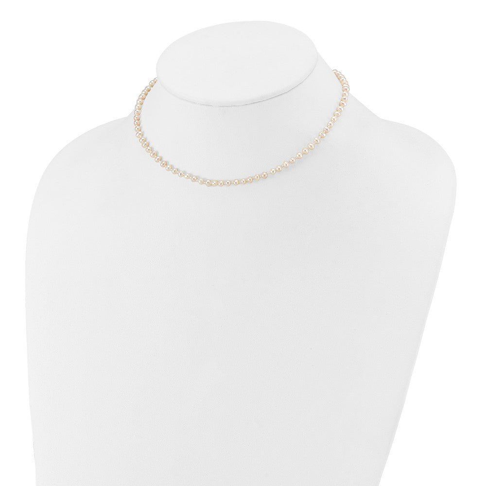 14k 3-4mm White Semi Round Freshwater Cultured Pearl Necklace