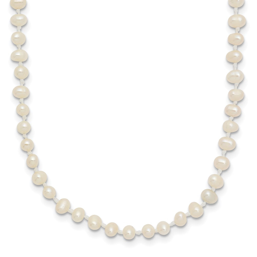 14k 3-4mm White Semi Round Freshwater Cultured Pearl Necklace