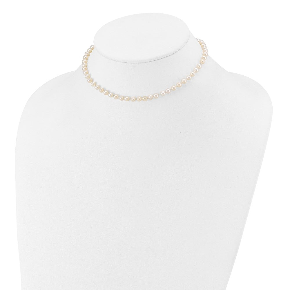 14k 4-5mm White Semi Round Freshwater Cultured Pearl Necklace