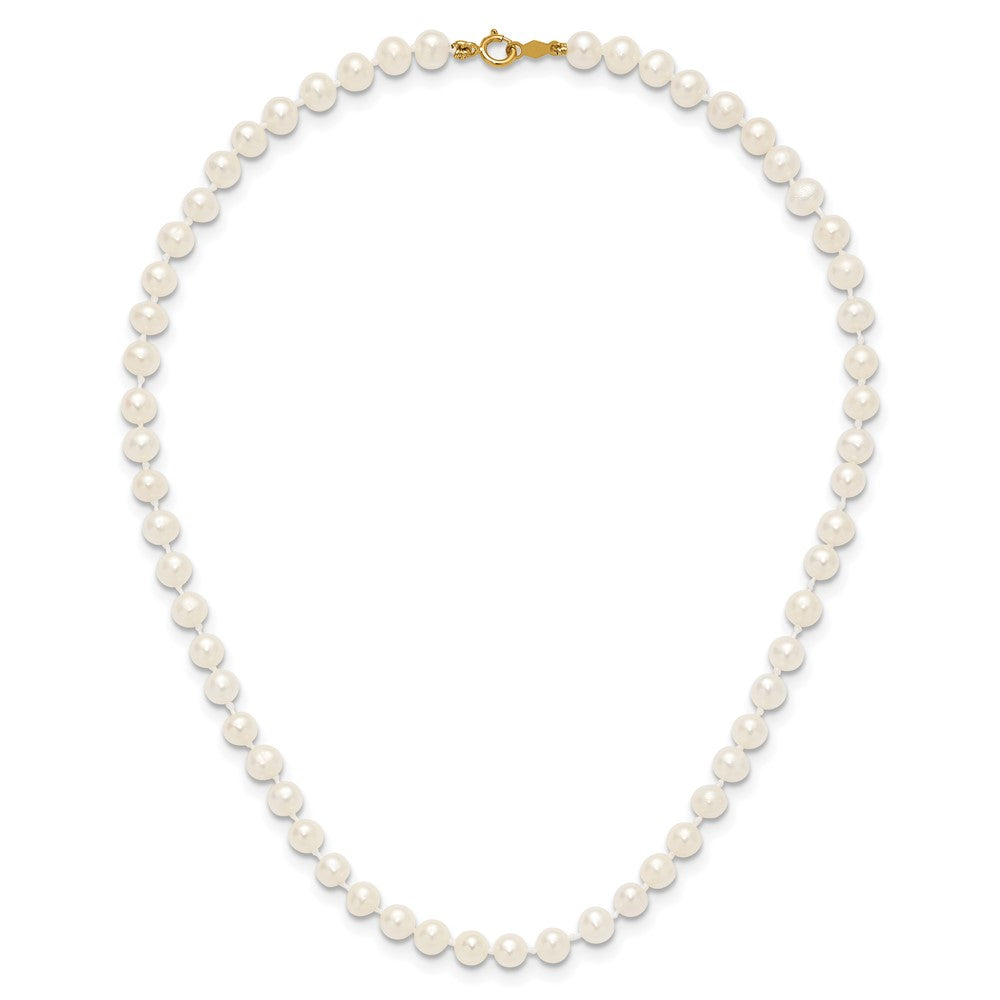 14k 4-5mm White Semi Round Freshwater Cultured Pearl Necklace