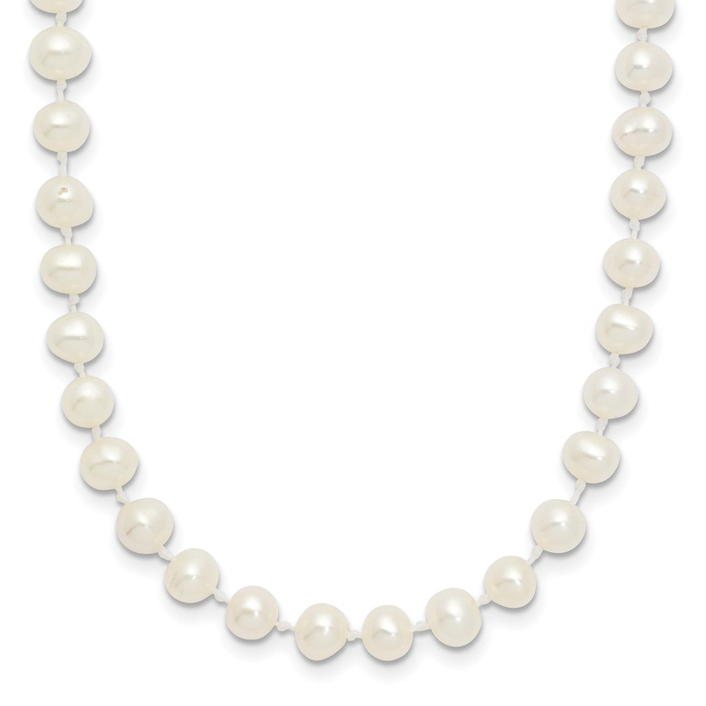 14k 4-5mm White Semi Round Freshwater Cultured Pearl Necklace
