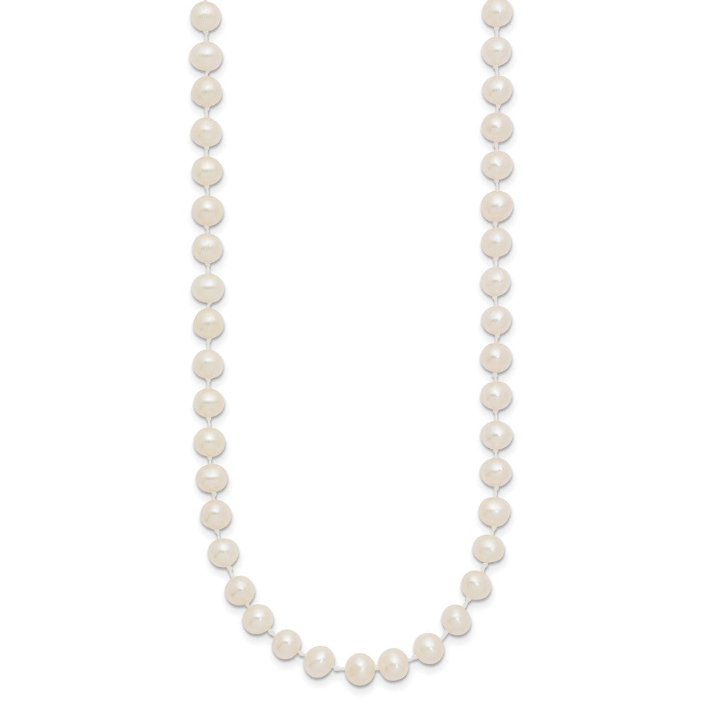 14k 5-6mm White Semi Round Freshwater Cultured Pearl Necklace