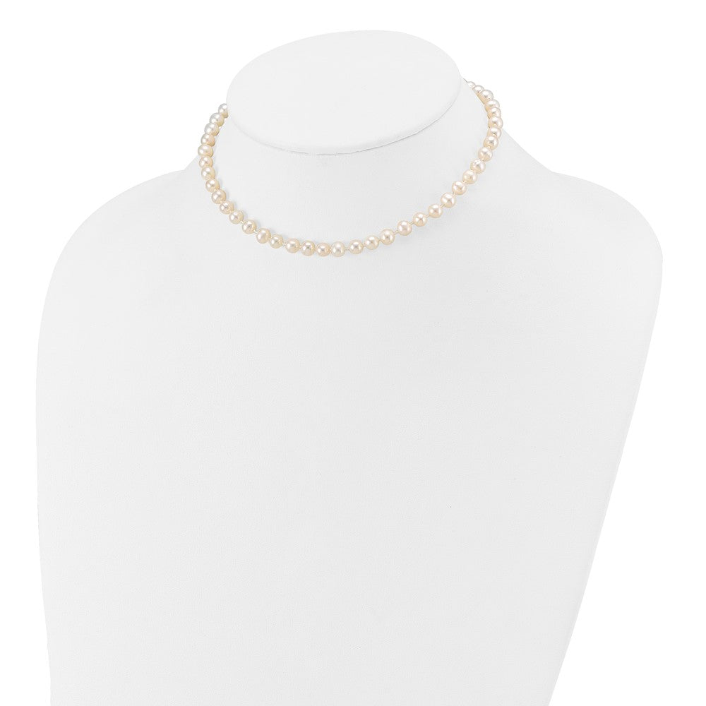 14k 5-6mm White Semi Round Freshwater Cultured Pearl Necklace