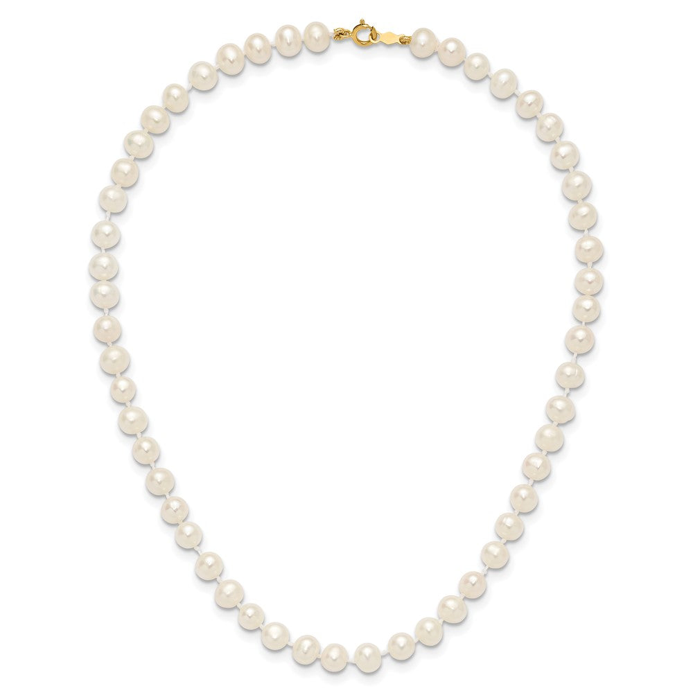 14k 5-6mm White Semi Round Freshwater Cultured Pearl Necklace