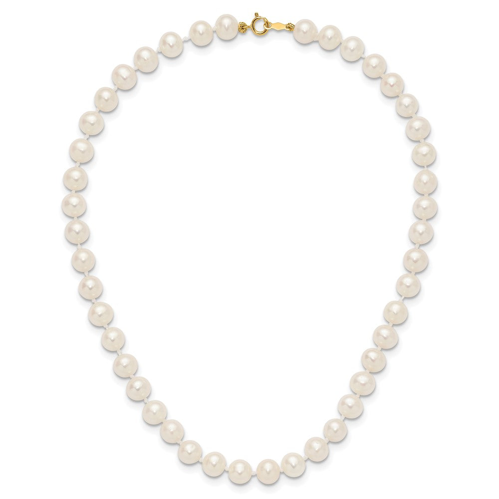 14k 6-7mm White Semi Round Freshwater Cultured Pearl Necklace