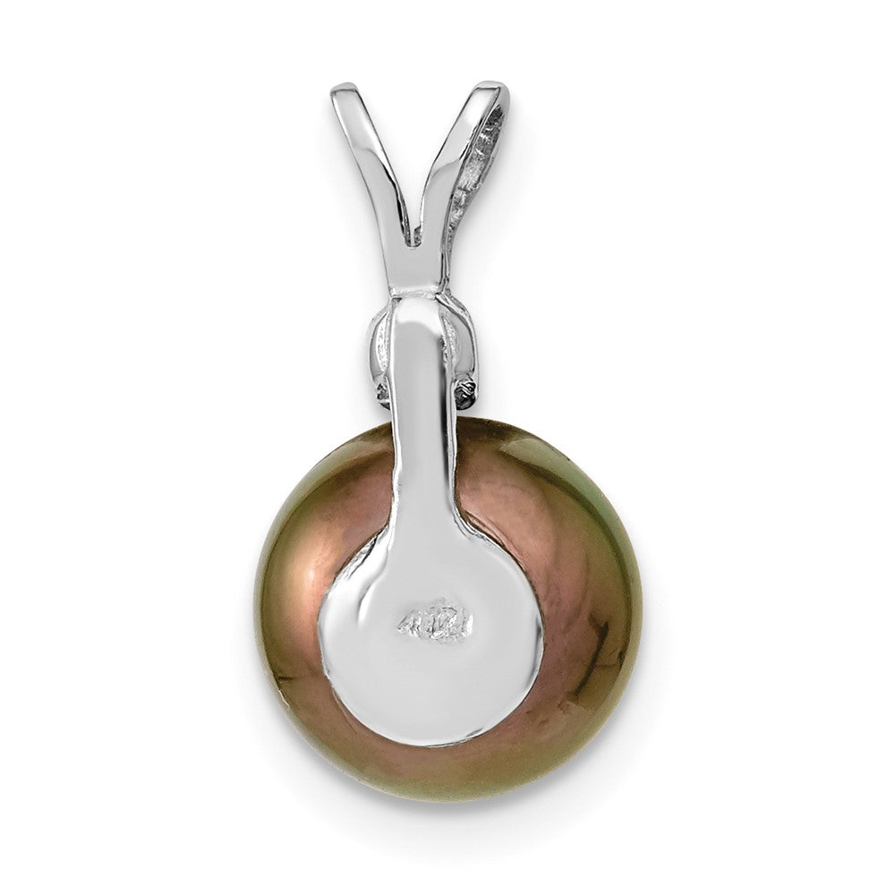 14k WG 9-10mm Round Saltwater Cultured Tahitian Pearl .05ct Dia. Pendant