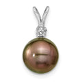 14k WG 9-10mm Round Saltwater Cultured Tahitian Pearl .05ct Dia. Pendant