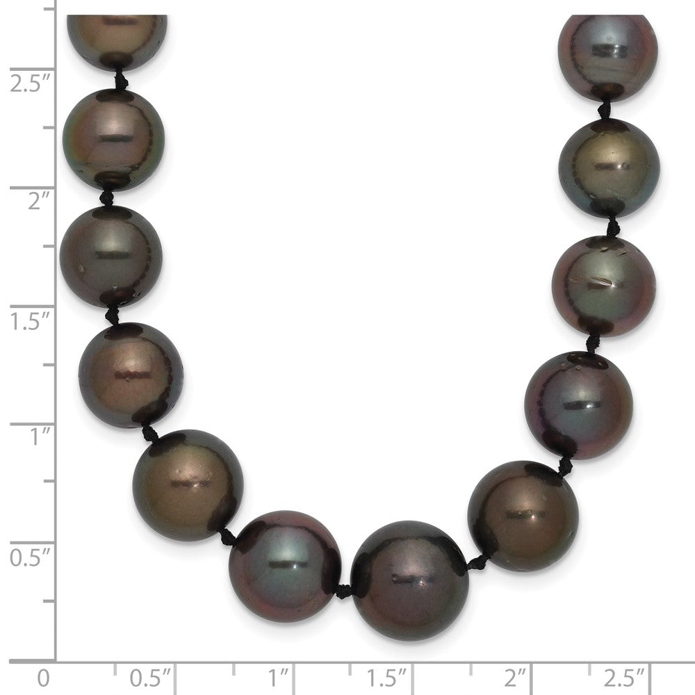 14k WG 9-12mm Semi-round Saltwater Cultured Tahitian Graduated Necklace