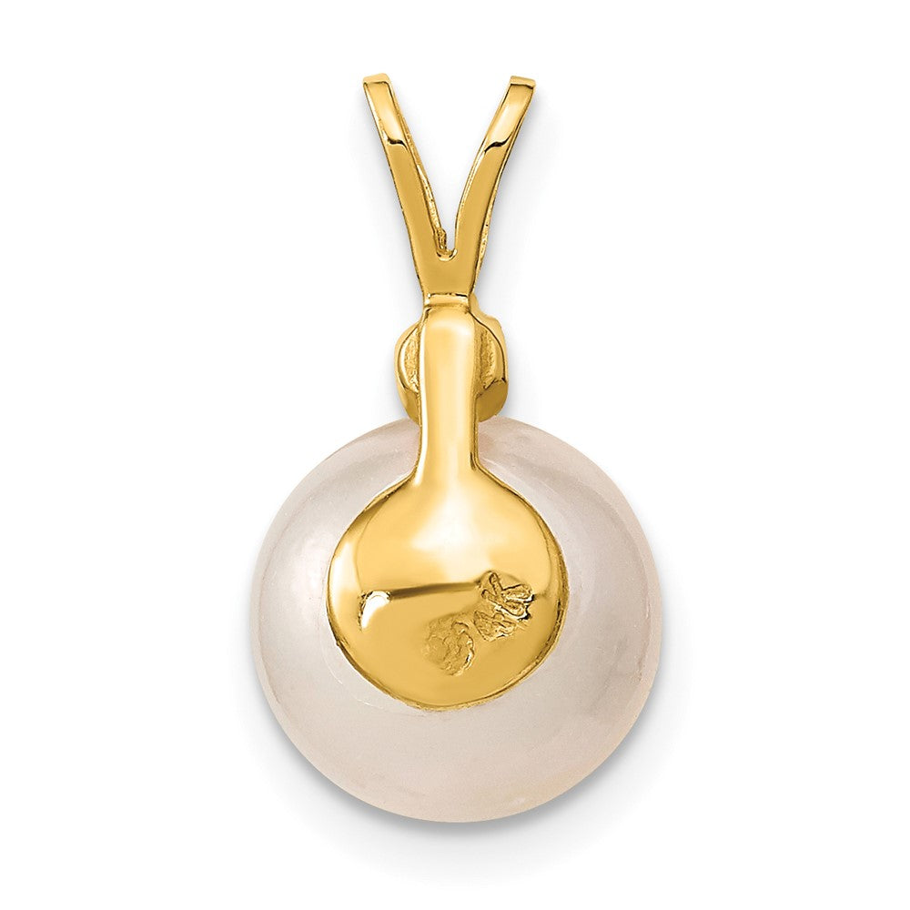14k 9-10mm White Saltwater Cultured South Sea Pearl .05ct Diamond Pendant