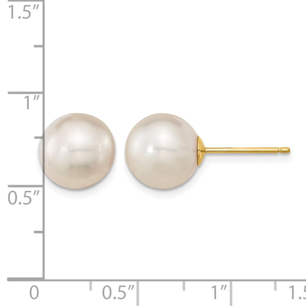 14k 10-11mm White Round Saltwater Cultured South Sea Pearl Post Earrings