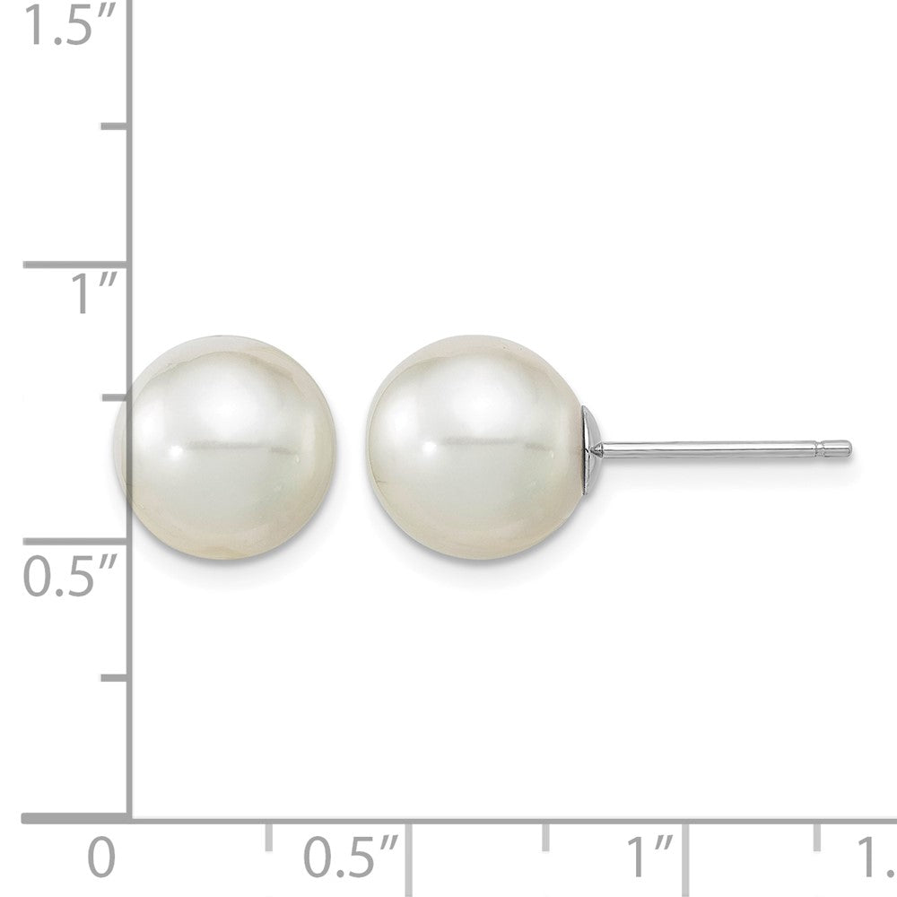 14K White Gold 10-11mm Round White Saltwater South Sea Pearl Earrings