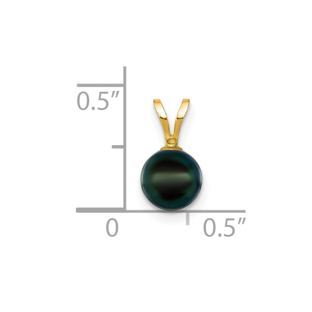 14k Gold 6-7mm Black Saltwater Akoya Cultured Pearl Pendant