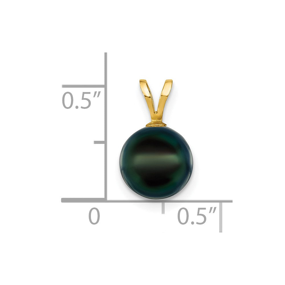 14k Gold 8-9mm Black Saltwater Akoya Cultured Pearl Pendant