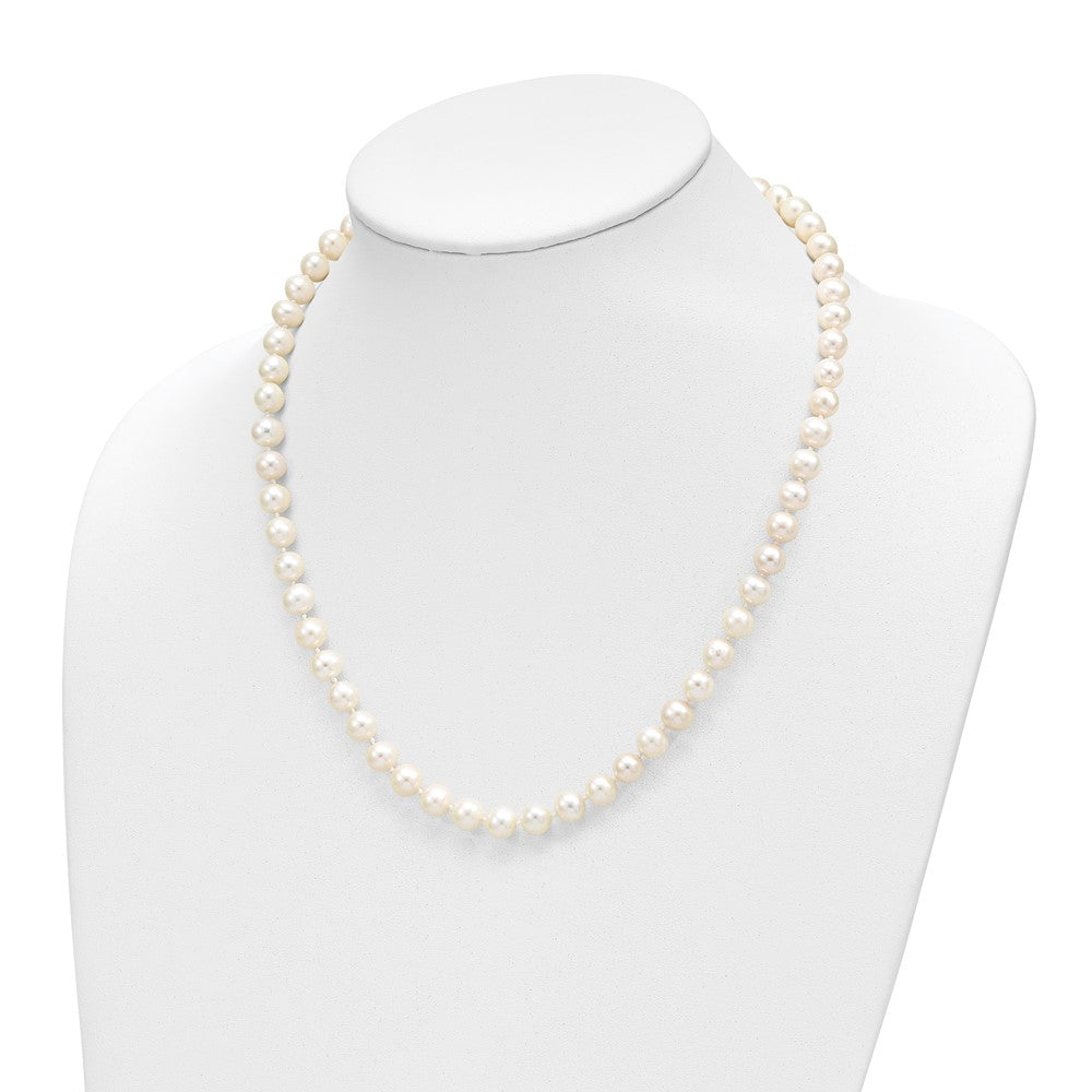 14K 7-8mm Near Round White FWC Pearl Necklace & Button Earring Set
