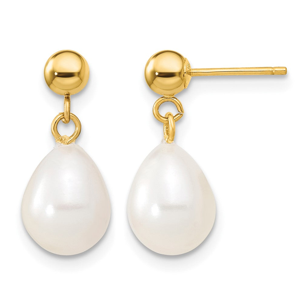 14k 7-8mm White FW Cultured Pearl Necklace and Bead Post Earring Set