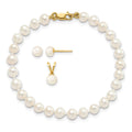 14k 4-5mm White FW Cultured Pearl Pendant, 5in Bracelet & Earring Set