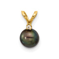 14K 5-6mm Round Black FWC Pearl and .01ct Diamond Pendant