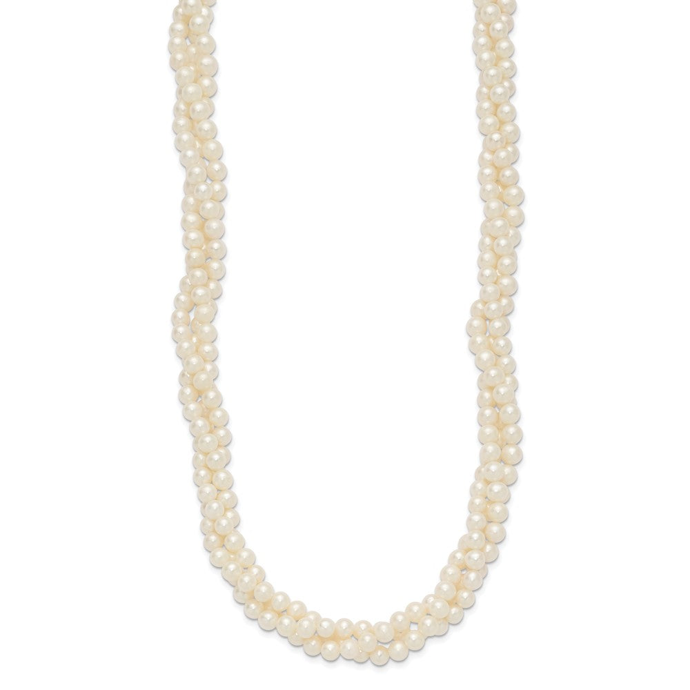 14k 6-7mm White Near Round FW Cultured Pearl 3-Strand Necklace