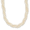 14k 6-7mm White Near Round FW Cultured Pearl 3-Strand Necklace