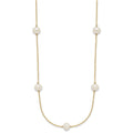 14K 7-8mm White Near Round Freshwater Cultured Pearl 7-Station Necklace