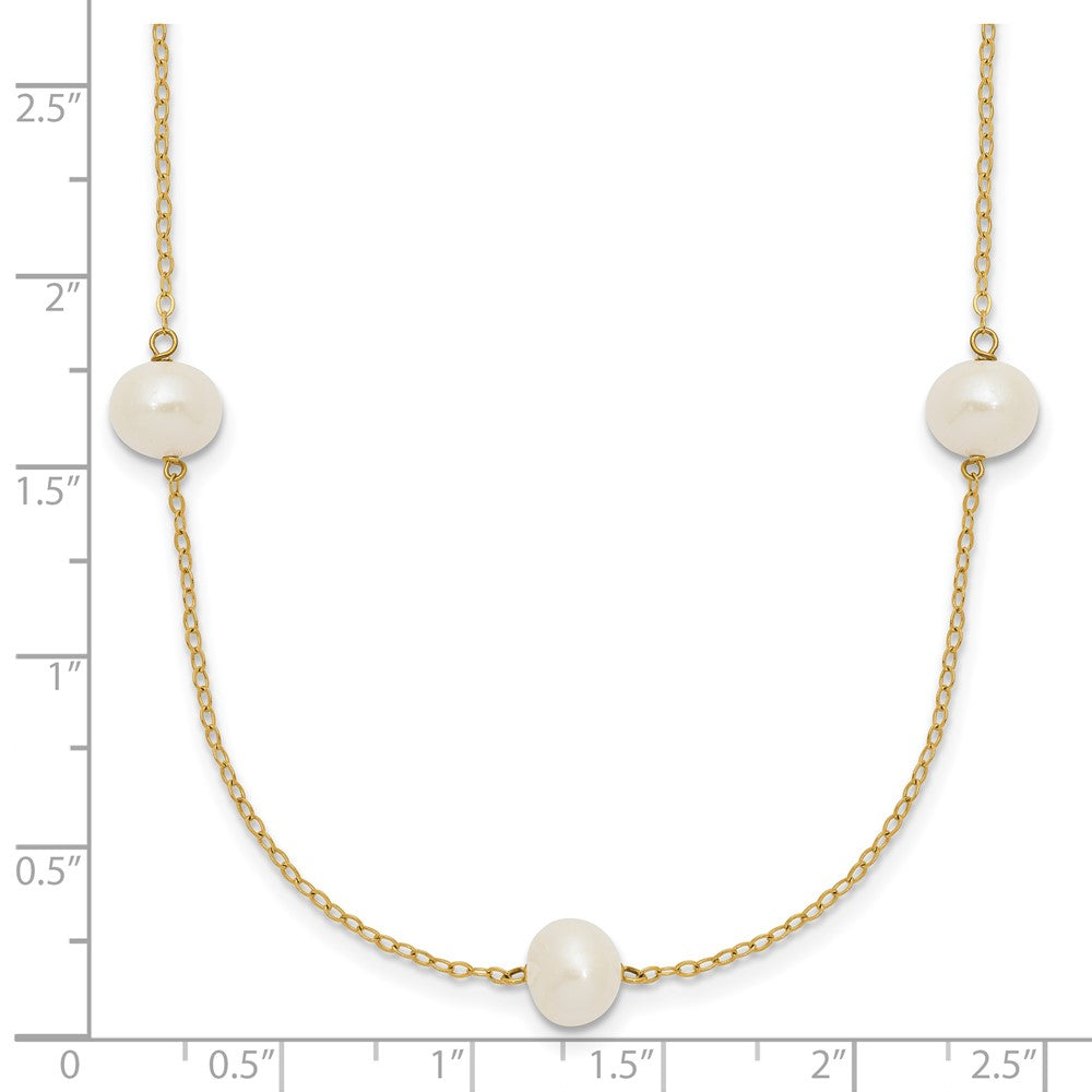 14K 7-8mm White Near Round Freshwater Cultured Pearl 7-Station Necklace