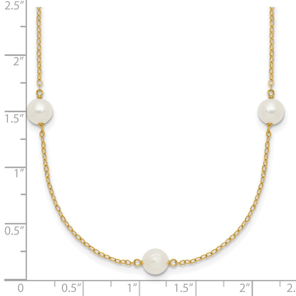 14K 5-6mm White Near Round Freshwater Cultured Pearl 7-Station Necklace