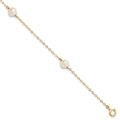 10k 5-6mm White Near Round Freshwater Cultured Pearl 3-station Bracelet