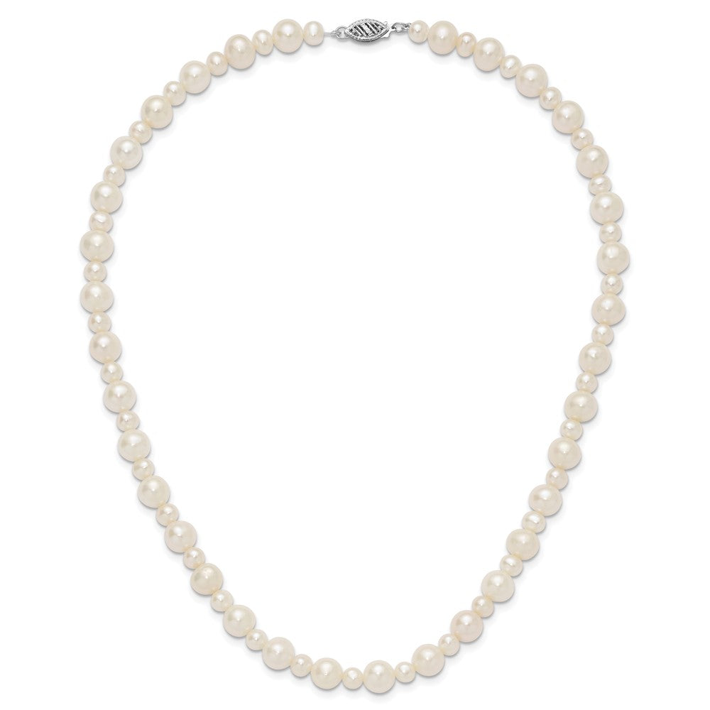 14k White Gold 5-8mm White Near Round Freshwater Cultured Pearl Necklace