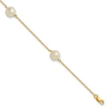 14K 7-8mm White Near Round Freshwater Cultured Pearl 3-station Bracelet